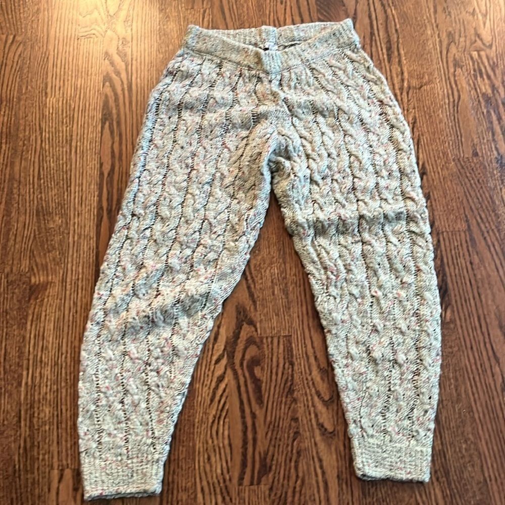 Free People Under The Mistletoe Knit Joggers Size L Color: Ivory Combo - Picture 5 of 6
